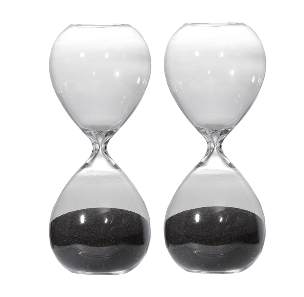Set of 2, 8' Ferdinand 30-Minute Hourglass, Black Sand