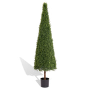 6FT Artificial Conical Topiary Trees  UV Resistant Faux Cedar Bushes and Evergreen Shrubs, Fake Potted Plants for Front Porch Outside Planter Decor, 1pc/set