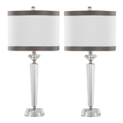 Diamond Torch 25.75' Crystal Contemporary Table Lamp in Clear K9 Crystal, Off-White Linen Shade with Dark Grey Trim and Polished Nickel Accents from Grandview Gallery by LumiSource - Set of 2
