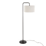 Puck 63' Contemporary Metal Floor Lamp in Oil Rubbed Bronze with Beige Linen Shade from Grandview Gallery by LumiSource