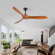60 in. Indoor Farmhouse Black Wood Ceiling Fan with Remote Control for Living Room or Patio