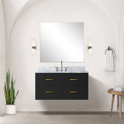 Black Single Bath Vanity 36 in. W x 22 in. D, Carrara Marble Top, and Faucet Set