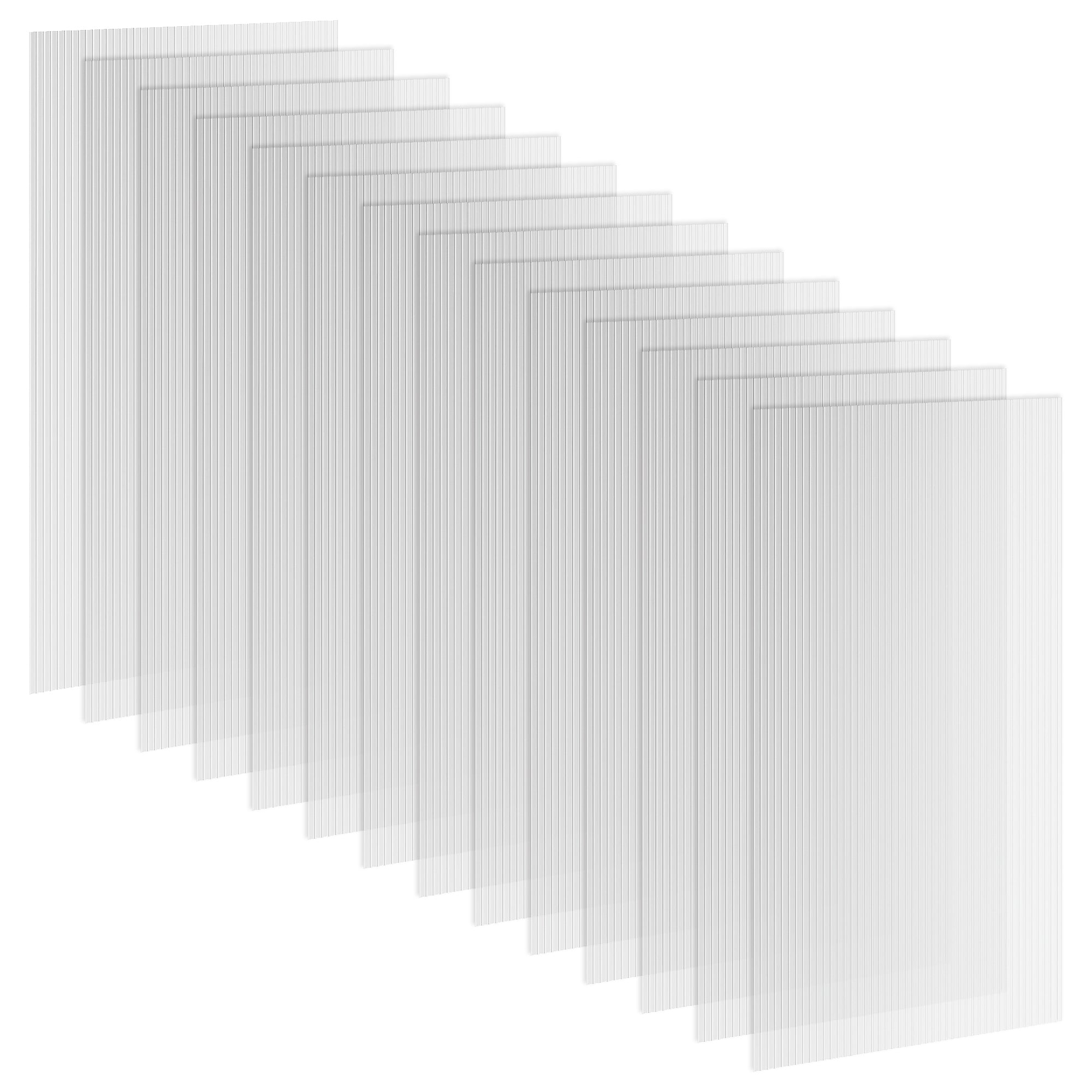 Outsunny 14 Piece Pack of Polycarbonate Greenhouse Panels, 4' x 2' x 0.16' Twin-Wall Polycarbonate Panels, Waterproof and UV Protected Plastic Sheets, Clear