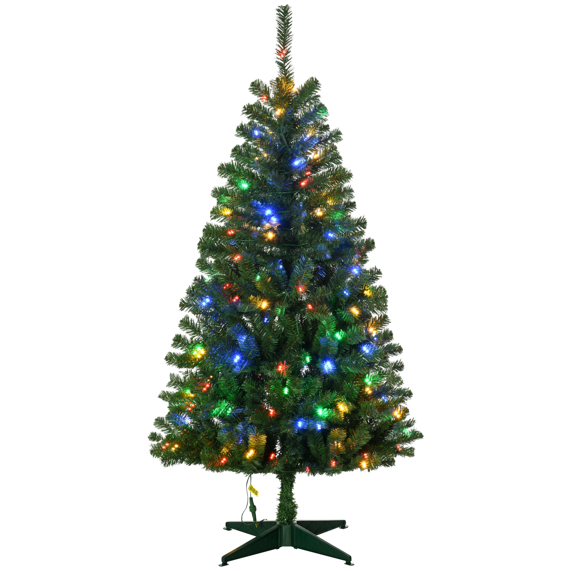 HOMCOM 5ft Tall Prelit Artificial Christmas Tree Holiday Décor with 365 Branches, 152 Warm White or Colorful LED Lights, Auto Open