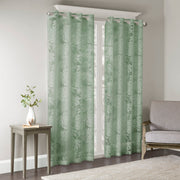 Palm Leaf Burnout Window Sheer Sage Green 50x84'
