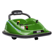 Aosom 12V Toddler Bumper Car with Remote Control, 360° Rotation Kids Electric Ride-On Toy, Twins Motor, Colorful LED Lights, 3 Songs, for Boys and Girls, Green