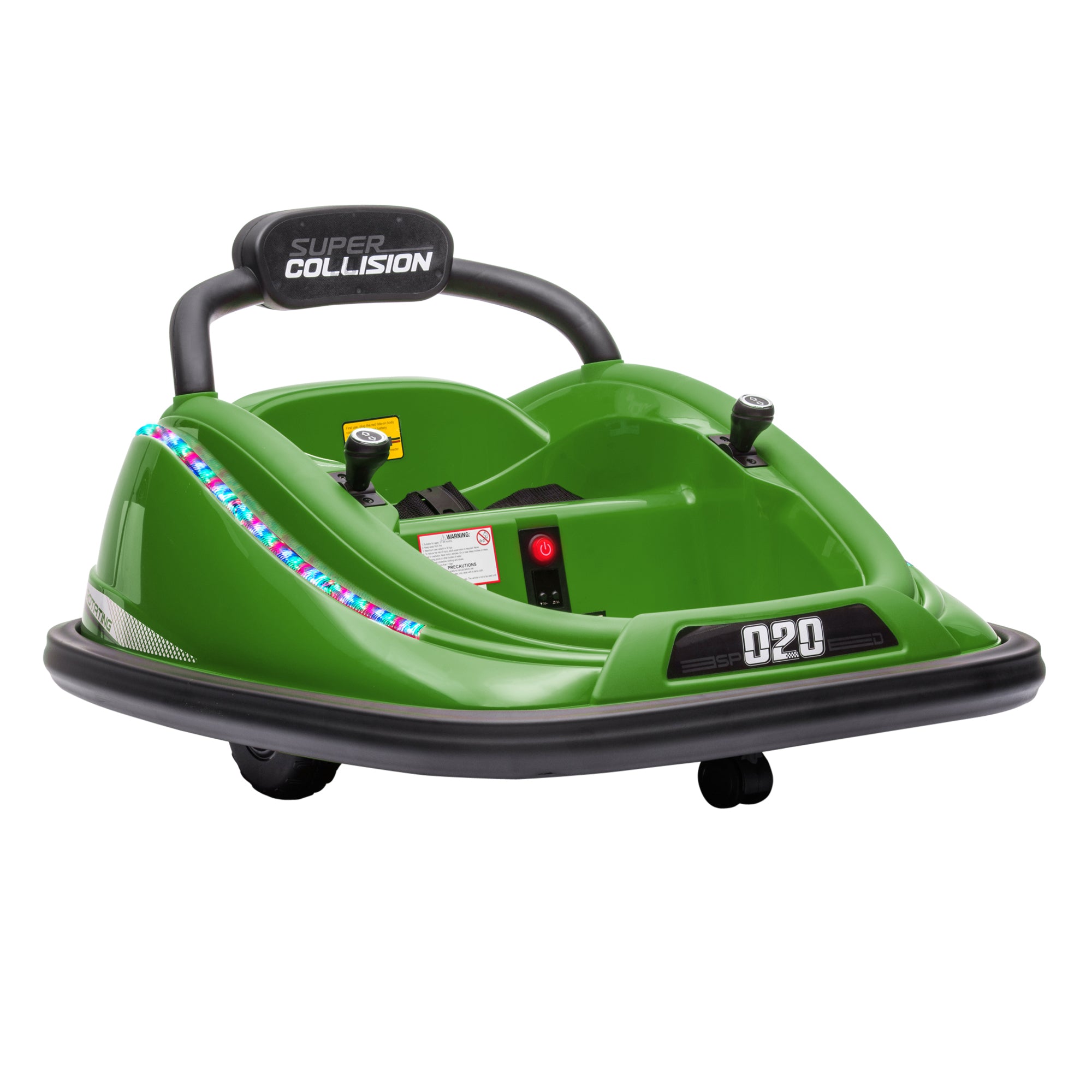 Aosom 12V Toddler Bumper Car with Remote Control, 360° Rotation Kids Electric Ride-On Toy, Twins Motor, Colorful LED Lights, 3 Songs, for Boys and Girls, Green