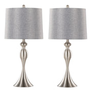 Ashland 27' Contemporary Metal Table Lamp in Brushed Nickel with Grey Textured Linen Shade from Grandview Gallery by LumiSource - Set of 2