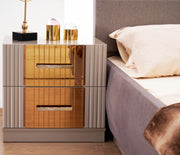 Lorenzo Gold Detailed Nightstand made with Wood in Gray same as B00957543 (CA warehouse inventory)