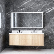 60 in. W x 30 in. H Rectangular Silver Aluminum Recessed/Surface Mount Medicine Cabinet with Mirror LED and Clock