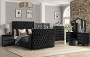 Encore Modern Style Tufted and Upholstered King 5PC Vanity Bedroom set made with wood in Black(NJ Inventory)