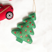 Expobazaar Fluffy Tree Hanging Ornament - Green & Red