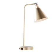 Pix 19' Contemporary Metal Task Lamp in Champagne Gold and White Metal with Built-In USB Port from Grandview Gallery by LumiSource