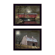 'Midnight Moon Collection' 2-Piece Vignette By Billy Jacobs, Printed Wall Art, Ready To Hang Framed Poster, Black Frame