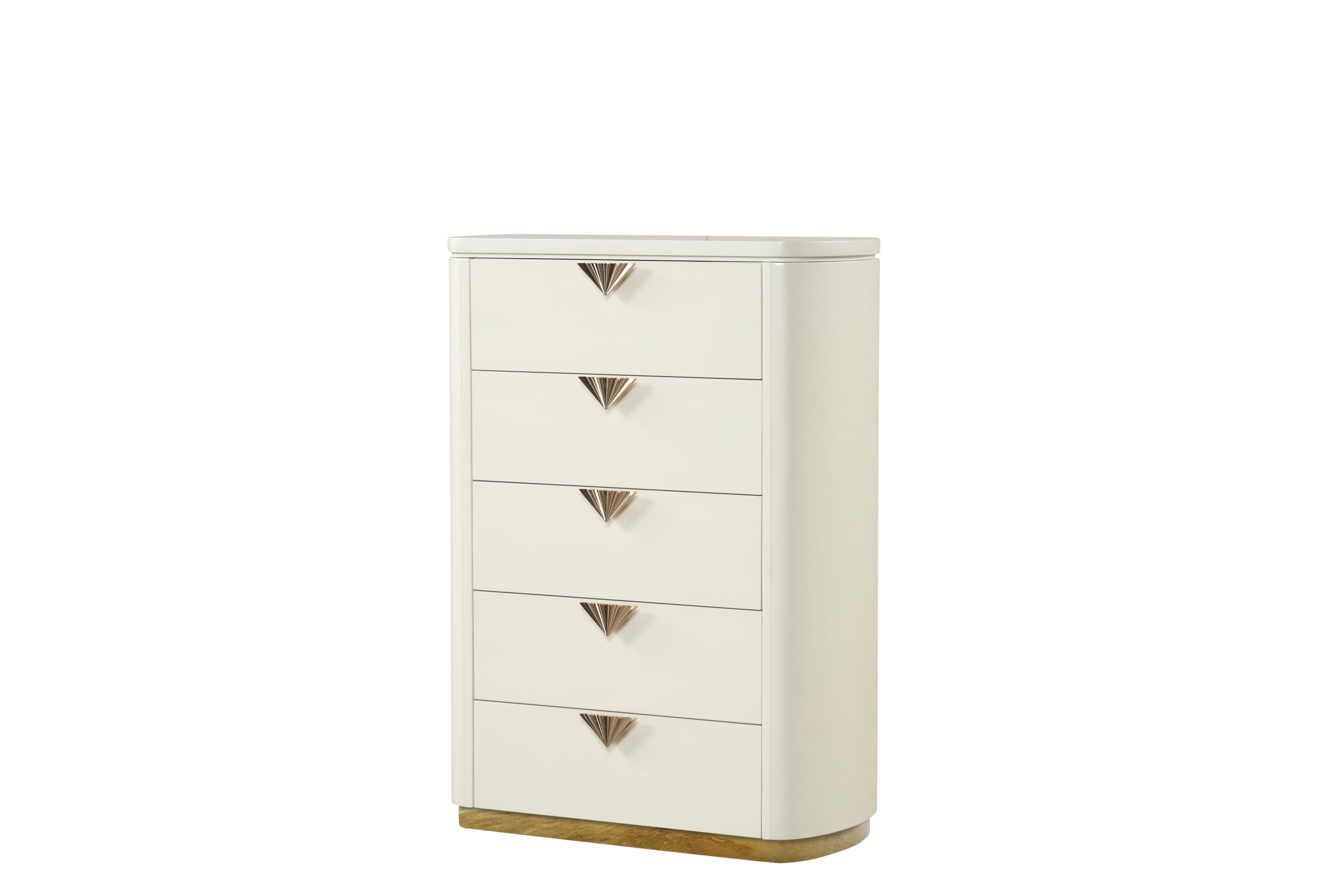 La Pierre Modern Style 5-Drawer Chest Made with Wood, Open Top Mirror and Gold Accents in Beige  same as B009P270816 (CA inventory)