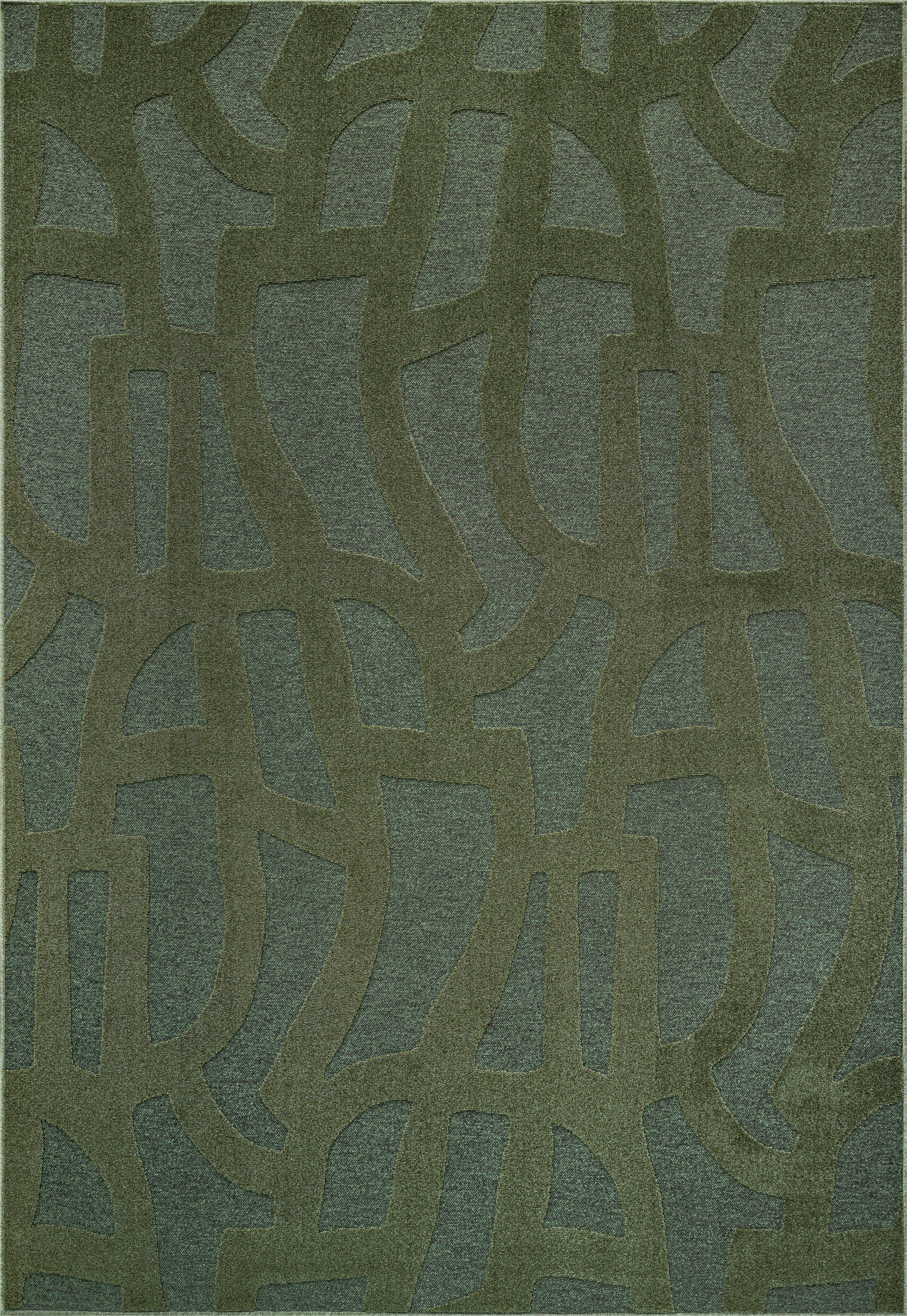 Teagan Green Polyester High-Low Area Rug