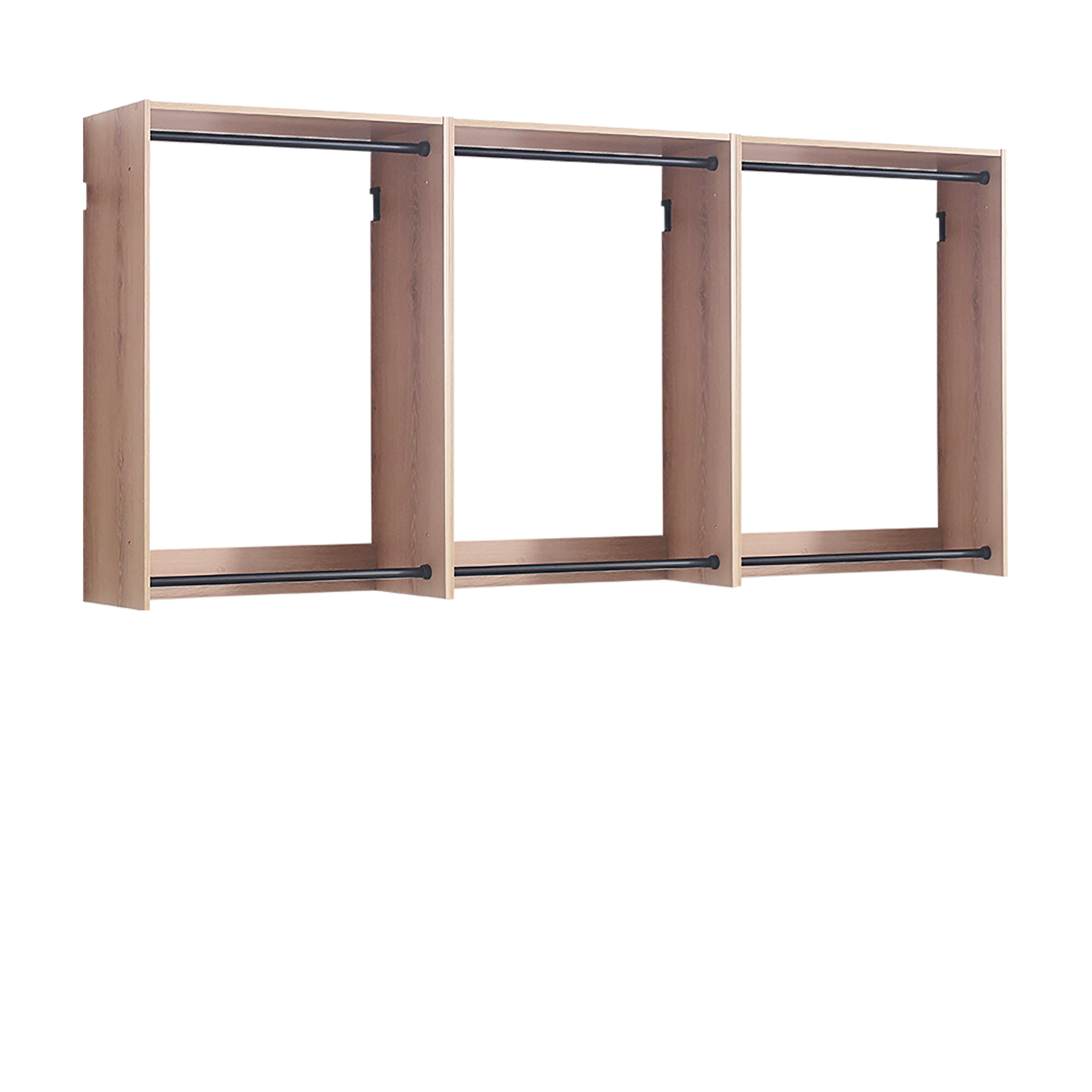 Devi Oak Wall Mounted Wood Closet System with Modular Units and Warm Finish