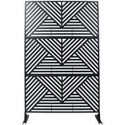 Outdoor & Indoor Privacy Screen Metal Privacy Screen 76' H×48' W, Freestanding Decorative Privacy Screen for Deck Balcony Patio, Privacy Fence Panels for Outside Lawn Garden PS101 BLACK