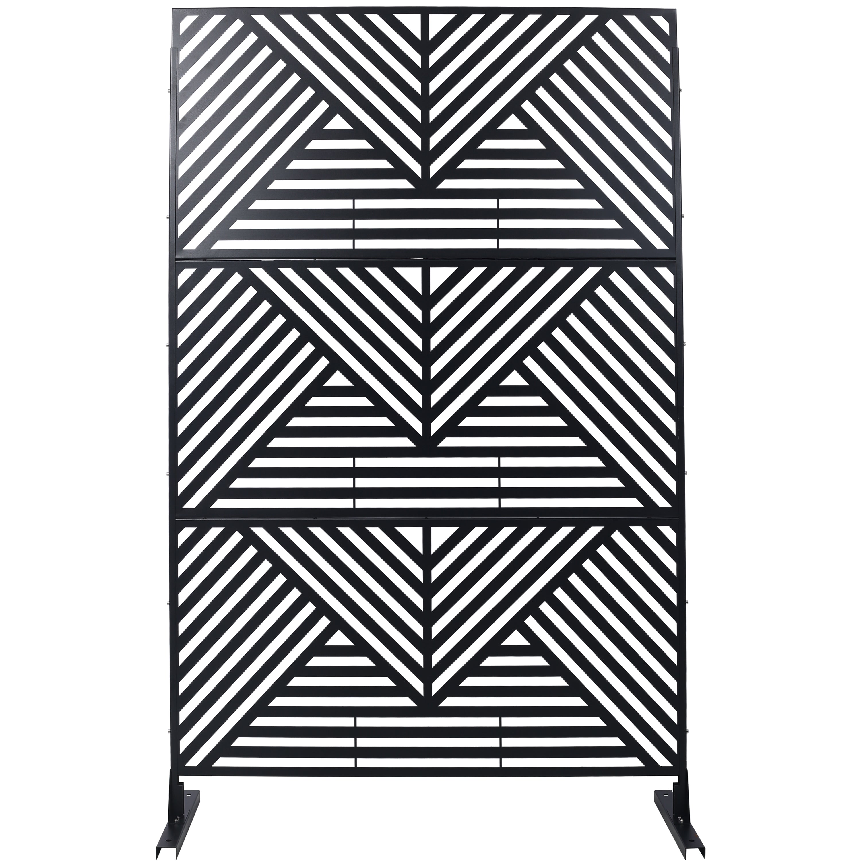 Outdoor & Indoor Privacy Screen Metal Privacy Screen 76' H×48' W, Freestanding Decorative Privacy Screen for Deck Balcony Patio, Privacy Fence Panels for Outside Lawn Garden PS101 BLACK