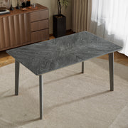 Retro Dining Table, Kitchen Room Table for 6, Minimalist Rectangular Dinette Table for Dining Room and Kitchen, Rubberwood Legs