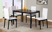 Citico 5-Piece Metal Dinette Set with Laminated Faux Marble Top, White