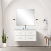 White Single Bath Vanity 36 in. W x 22 in. D, Cultured Marble Top, and Faucet Set