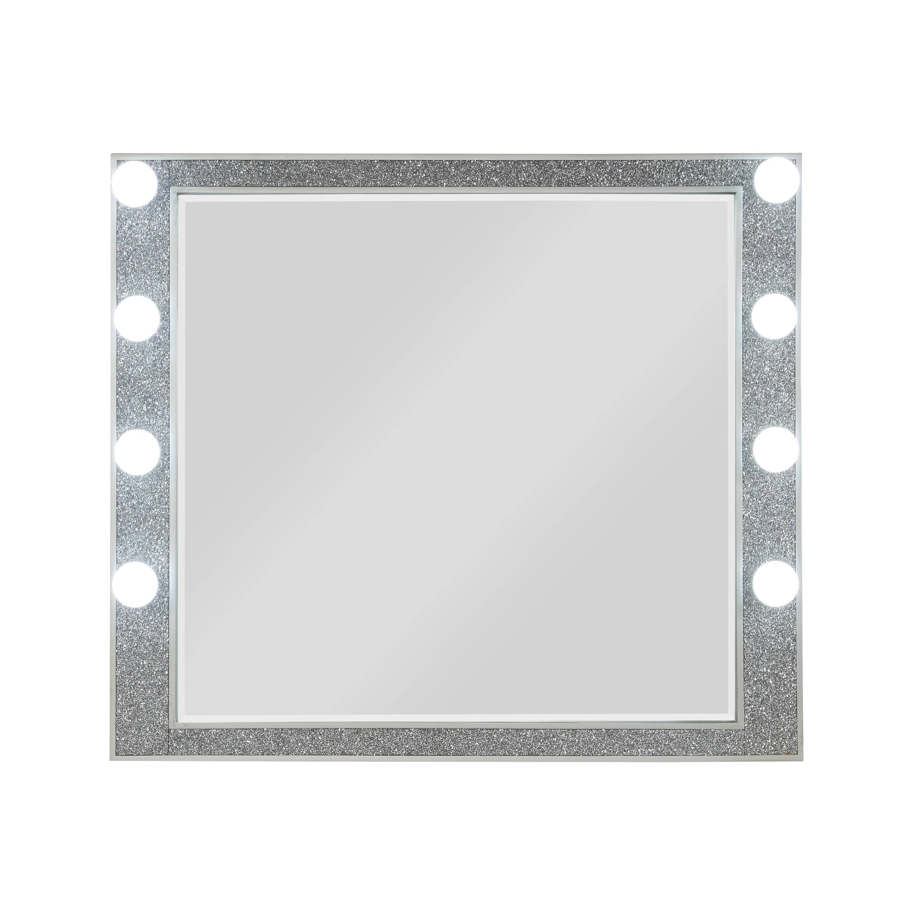 Sliverfluff Mirrored & Champagne Finish Mirror with Light and Acrylic Accents