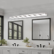 Modern Chrome LED Vanity Light, 8-Lights Wall Sconce for Bathroom and Mirror, Sleek Minimalist Design, Energy-Efficient, Easy to Install