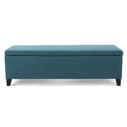 Teal Fabric Storage Ottoman Bench with Polyester Upholstery and Wood Frame, 51 inches