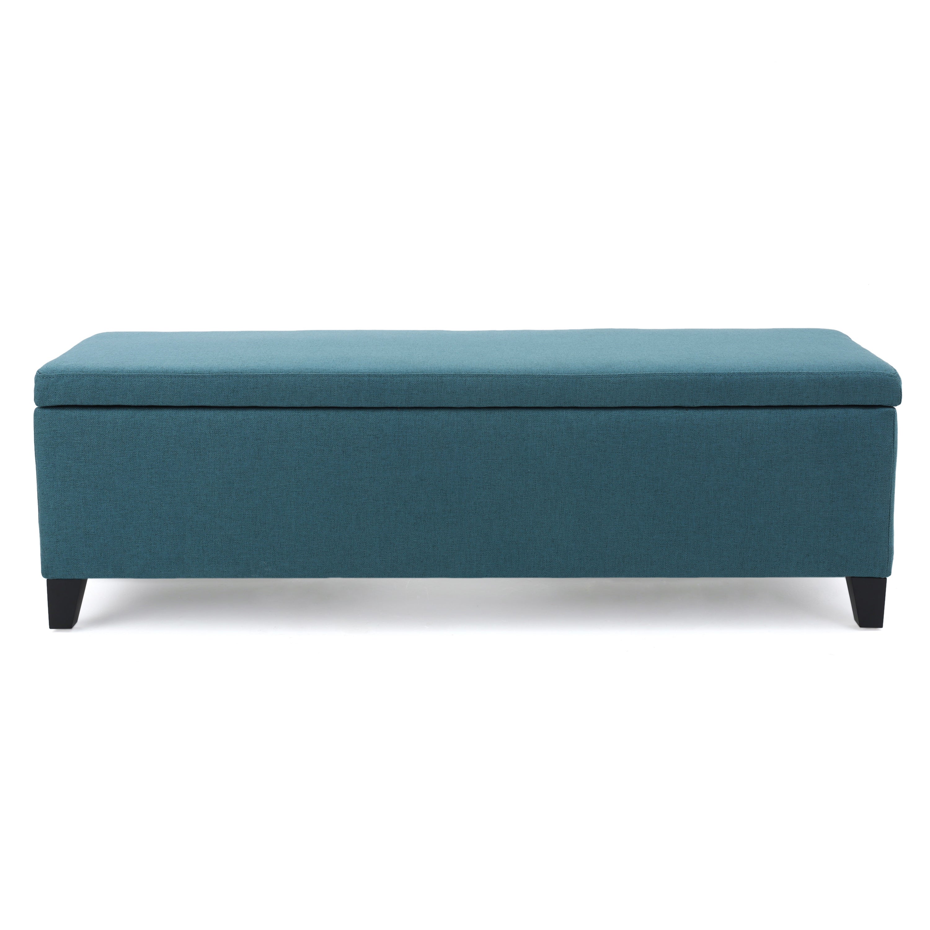 Teal Fabric Storage Ottoman Bench with Polyester Upholstery and Wood Frame, 51 inches