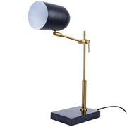 Lumora Table Lamp - High Quality Hotel European Modern Bedside Nightstand Decorative LED Table/Desk Lamp - Black Outer, White Inner, Metal - 15.5 x 5 x 19 inches