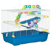PawHut 31' Extra Large Hamster Cage with Tubes and Tunnels, 4 Tier Small Animal Cage with Portable Carry Handles, Rat Gerbil Cage with Water Bottle, Food Dish, Exercise Wheel