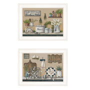 'Farmhouse Kitchen' 2-Piece Vignette By Pam Britton, Ready to Hang Framed Print, White Frame