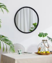 32' Circle Mirror with Metal Beaded Frame, Wall Mirror for Living Room Bedroom Entryway