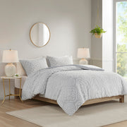 King/Cal King 3 Piece Tufted Woven Medallion Duvet Cover Set