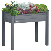 Outsunny Raised Garden Bed with Legs, 34' x 18' x 30', Elevated Wooden Planter Box, Self-Draining with Bed Liner for Vegetables, Herbs, and Flowers Backyard, Patio, Balcony Use, Dark Gray