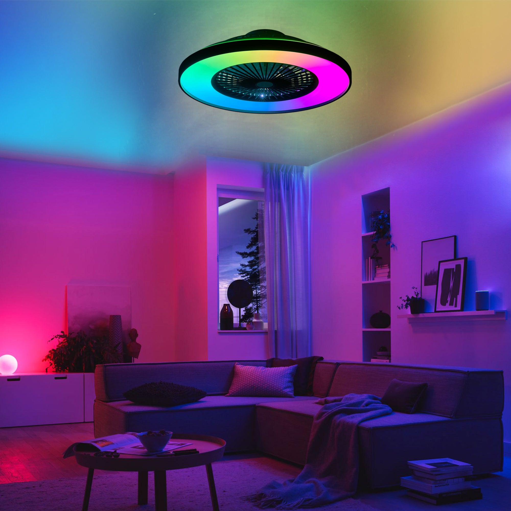 23' Bedroom Fan Light with Remote Control, Dimmable, 8 Blades, Reversible DC Motor, with LED Light