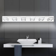 39' Modern Chrome 6-Light LED Vanity Light, Square Acrylic Lampshades Wall Mount Fixture for Bathroom, Mirror Lighting
