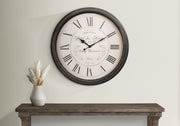 Clocks, 30' Round, Large Oversized, Wall Clock, Brown, Transitional