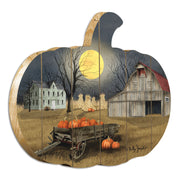 'Harvest Moon' By Artisan Billy Jacobs Printed on Wooden Pumpkin Wall Art