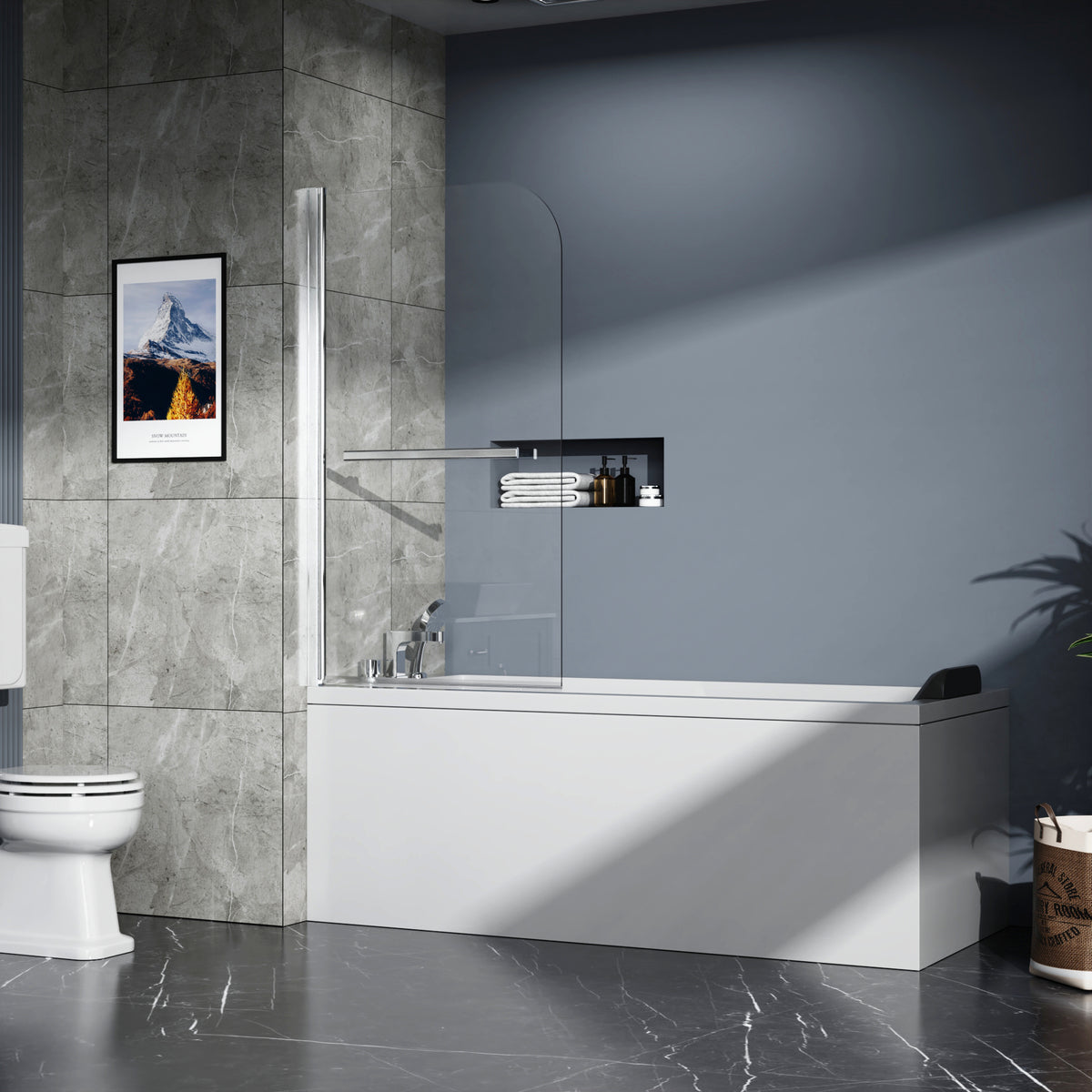 Goodyo 31'X55' Bathtub Screen Framless Shower Door Tempered Glass Shower Panel