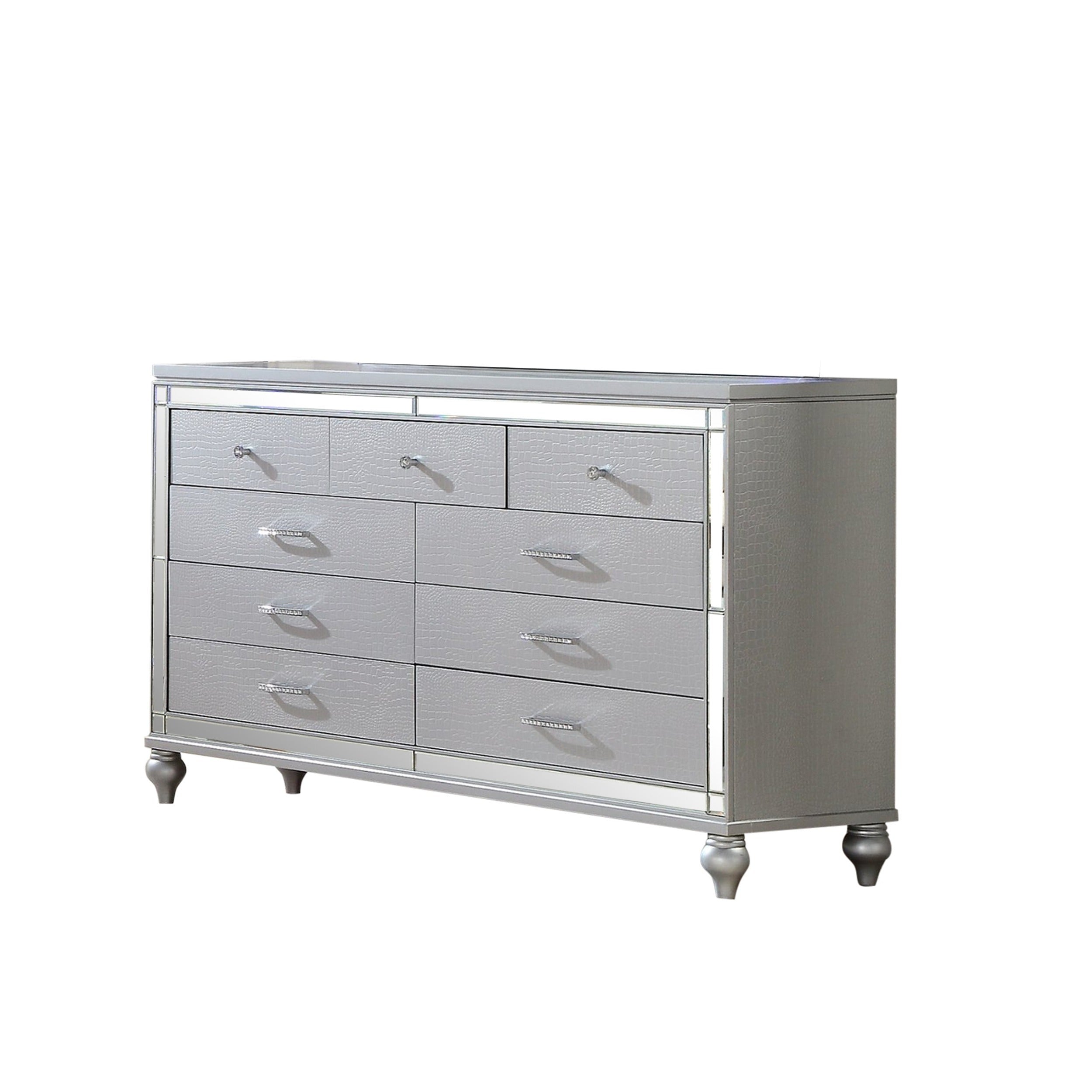 Sterling Mirror Framed 6-Drawer Dresser Made With Wood in Silver Color (INCLUDES ONLY DRESSER)   same as G150108486  (NJ inventory)