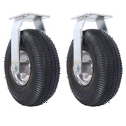 10IN CASTER pneumatic tire(2PCS RIGID), Caster Wheel, Rigid Plate, Steel Hub with Ball Bearings, 5/8-Inch Bore Centered Axle -black