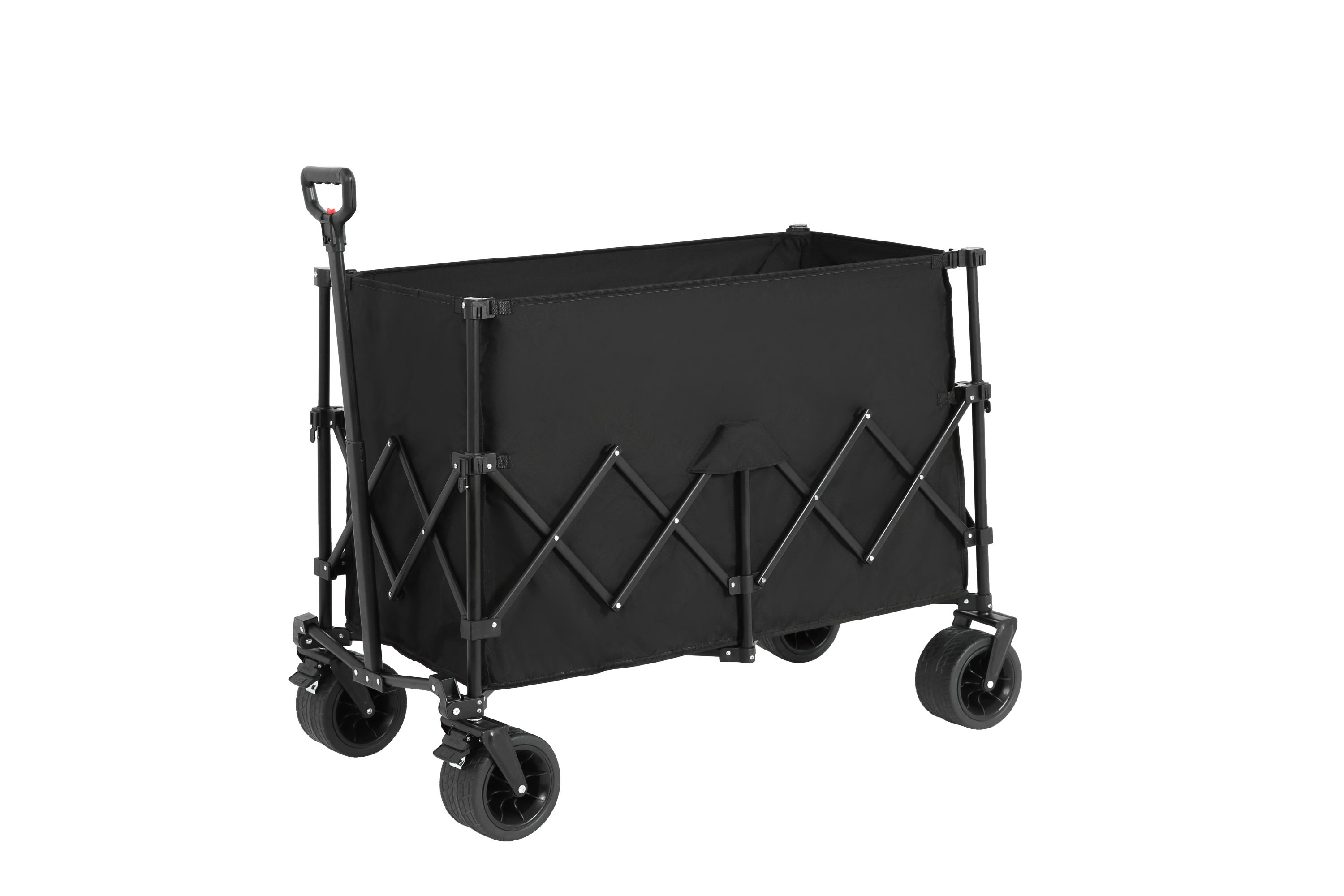 Beach Wagon,Collapsible Wagon 220lbs with Big Wheels Foldable Wagon Carts, Heavy Duty 300L Folding Utility Garden Cart with Big All-Terrain Beach Wheels & Drink Holders. Black