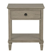 Victoria Reclaimed Grey Bedside Table with Drawer and Shelf in Wood Veneer
