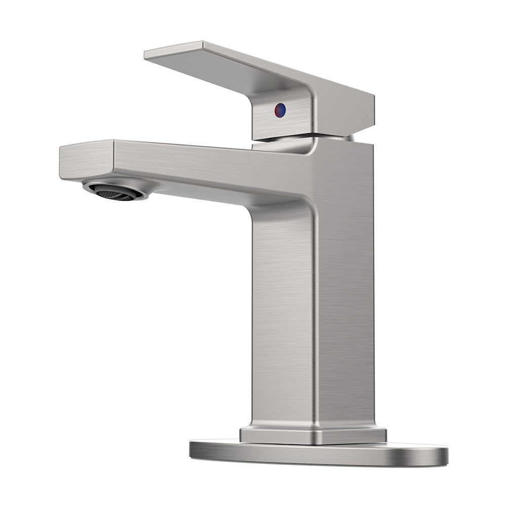 Brushed Nickel Single Handle Bathroom Faucet with Deck For 1 or 3 Holes,Laundry Vanity Sink Faucet with Two 9/16' Hoses