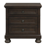 Transitional Design Nightstand Grayish Brown Finish Two Dovetail Drawers Bun Feet Wooden Furniture
