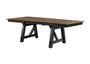 Cottage Style 1pc Extendable Dining Table Wheat Charcoal Tow Tone Finish Dining Room Wooden Furniture Two Self-storing Refectory Leaves Trestle Legs