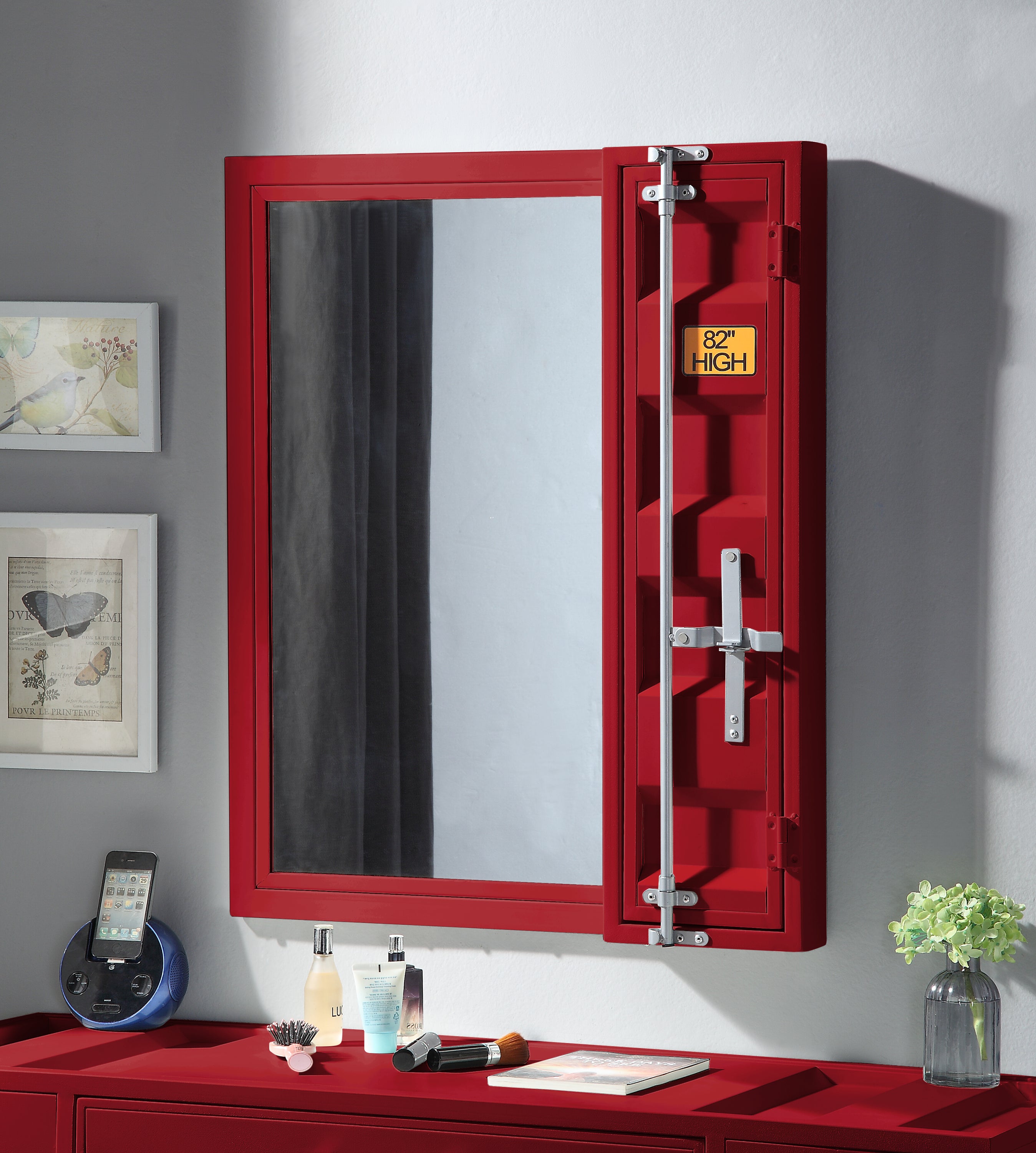 Cargo Red Finish Vanity Mirror