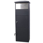 Large Package Delivery Parcel Mail Drop Box for Porch, Floor Lockable Drop Slot Mail Box with Parcel Compartment, Black